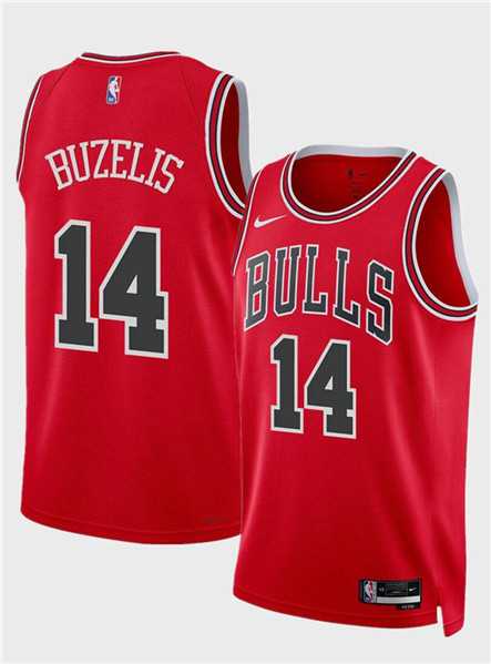 Men%27s Chicago Bulls #14 Matas Buzelis Red 2024 Draft Icon Edition Stitched Basketball Jersey Dzhi